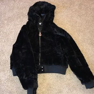 Women’s Tommy Hilfiger Black Fur Bomber Jacket! XL